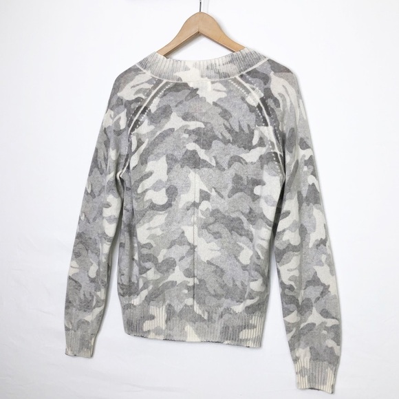 27 miles Malibu camouflage V-neck cashmere sweater - Picture 10 of 11
